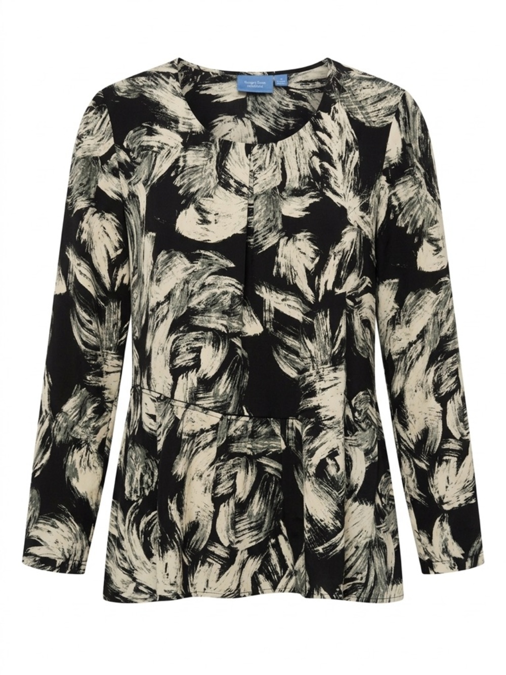 Simply Vera Vera Wang Black and Cream Brushstroke Long-Sleeve Top